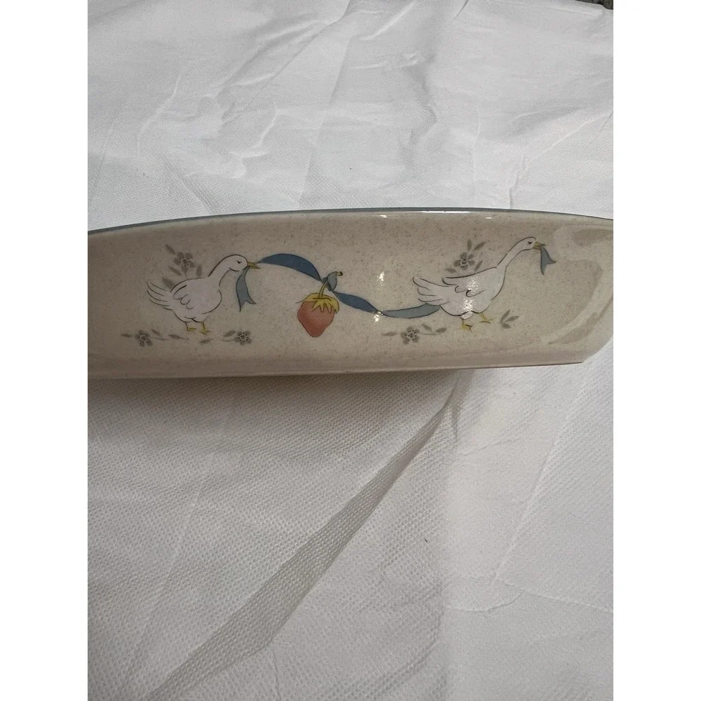 Vtg International Marmalade Goose Oval Handled Gratin Dish Vegetable Cottagecore